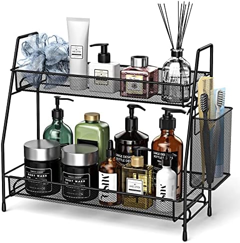 Bathroom Organizer Countertop, Spice Rack Organizer for Cabinet,Black