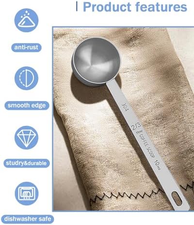Teaspoon Measuring Spoons, 10mL (10 cc | 1/3 oz) Stainless Steel Teaspoon Scoop, Long Handle Metal Measuring Spoons for Cooking,Baking (0.35 OZ)