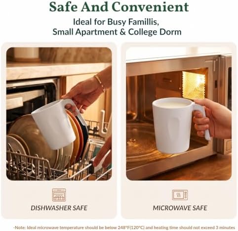 Homienly Coffee Mug Set - Wheat Straw Cups, Alternative to Plastic Coffee Cups Reusable | Unbreakable for Hot Chocolate, Tea, & Coffee | Microwave Safe, Dishwasher Safe Drinking Cups (White)