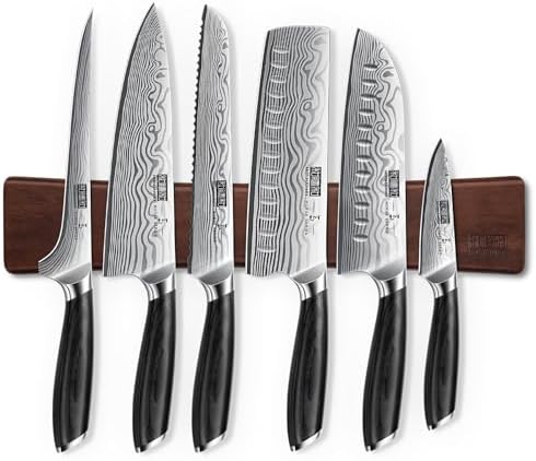 HOSHANHO 7-Pc Knife Set with Magnetic Knife Holder, Japanese Chef Knife Set