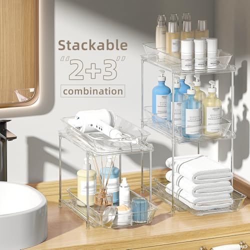 Sevenblue 4-Pack 2-Tier Under Sink Organizer with Pull Out Drawers