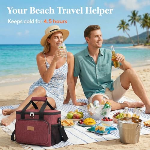 Lifewit Large Lunch Bag, Insulated Lunch Box, Soft Cooler Cooling Tote for Adult Men Women, Burgundy 24-Can (15L)