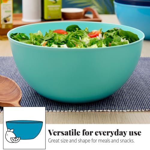 US Acrylic Vista Durable Plastic Salad and Serving 10-inch Bowls | Set of 4 in Coastal Colors | Reusable, BPA-free, Made in the USA | 135 oz. capacity (Pack of 2)