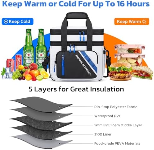 Maelstrom Insulated Lunch Box, 20L Double Deck Cooler Bag for Men Women