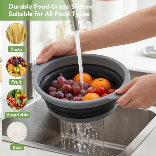 3-Pack Collapsible Colander for Kitchen with Self-Draining Base,Black