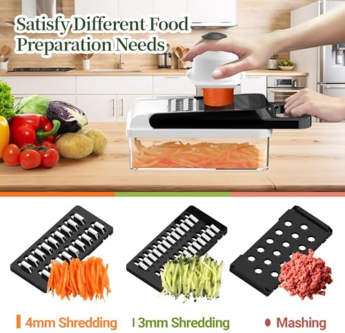15-in-1 Vegetable Chopper 10 Blades, Veggie Cutter with Handle, Black/White