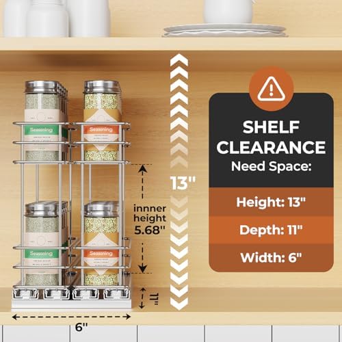 Mystozer Pull Out Spice Rack Organizer for Cabinet, Slide Out Spice Racks