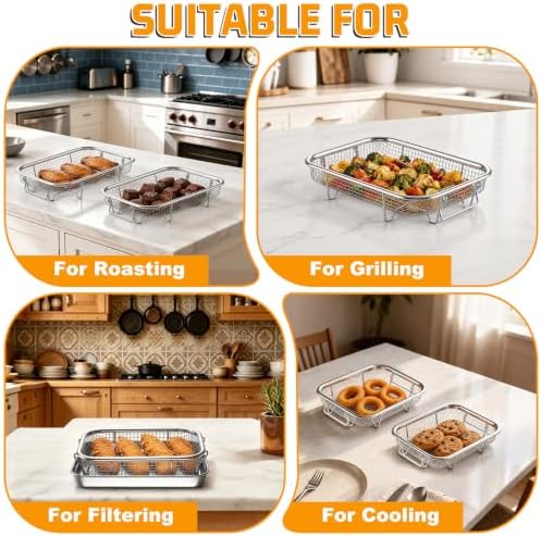 P&P CHEF 8.7 Inch Air Fryer Basket for Oven, Air Fryer Rack, 3 Pieces