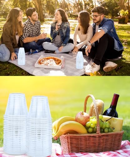 Aatriet 300 Pack 9 oz Clear Plastic Cups, 9oz Clear Disposable Punch Cups Wine Glasses, Sturdy Recylable Small Drinking Cup for Wedding Party, Cocktail Cup, Plastic Tumblers for Cold Drinks