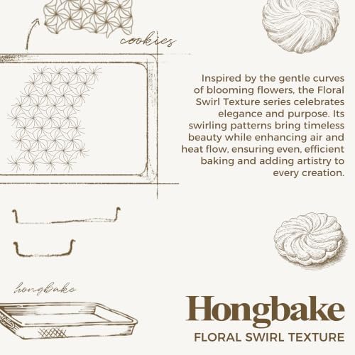 HONGBAKE Ceramic Coated Baking Sheet Pan Set of 3 with Floral Texture