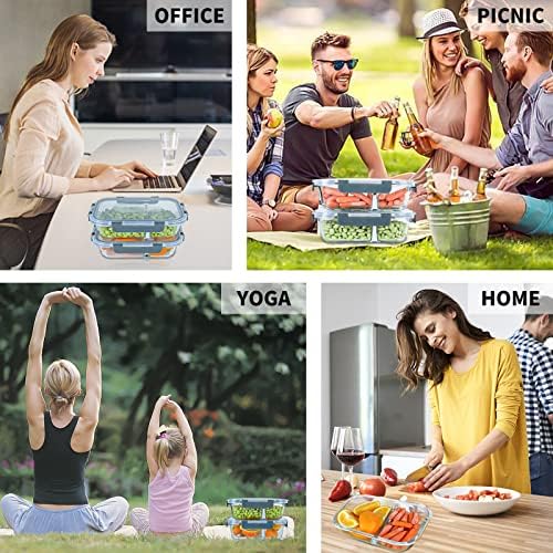 KOMUEE 10 Packs 30oz Glass Meal Prep Containers 2 Compartments