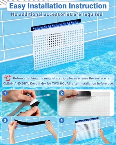 Magnetic Pool Skimmer Guard Kit 15.7"×9.8", Rustproof Pool Skimmer Leaf Guard Net with Rope & Telescopic Rod, Pool Skimmer Screen Saver,Debris, Hair & Leaves Catcher for Inground & Above Ground Pools