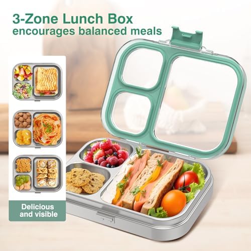 HOMEKOL Stainless Steel Bento Lunch Box, Green, 3.3Cups
