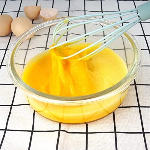 GorGin high temperature and easy to clean silicone whisk, stirrer, 10 inch, grip good grip design for Blending Whisking Beating Stirring Cooking Baking (1 Pack | blue)