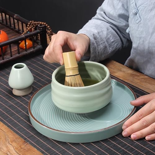 Ceramic Matcha Whisk Holder Stand for Bamboo Matcha Chasen (Light Green)