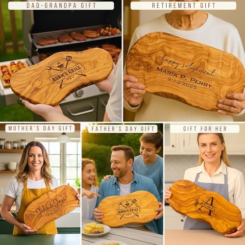 Personalized Olive Wood Cutting Board - Custom Charcuterie Boards, Housewarming, New Home, Birthday Gift for Women, Her, Men, Him, Wedding, Bridal Shower, Engagement, Anniversary, Mother’s Day Gifts