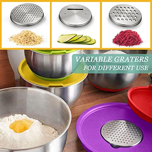 Wildone Mixing Bowls with Airtight Lids, Stainless Steel Mixing Bowls Set