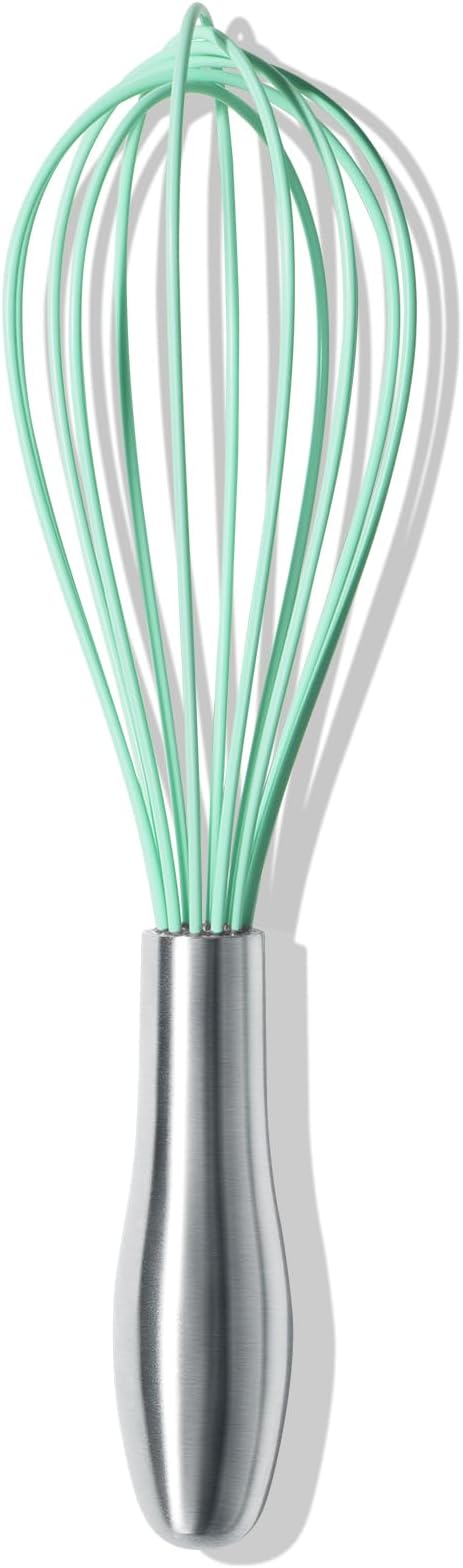 10-Inch Teal Silicone Whisk, Heat Resistant 480°F Kitchen Whisk with Stainless Steel Ergonomic Handle, Non-Scratch for Nonstick Cookware, Dishwasher Safe, Perfect for Blending, Cooking & Beating