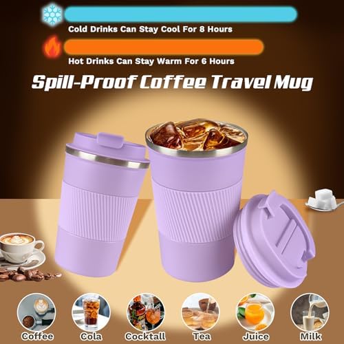 Vacuum Insulated Stainless Steel Travel Coffee Mug,Leak Proof Cup with Lid