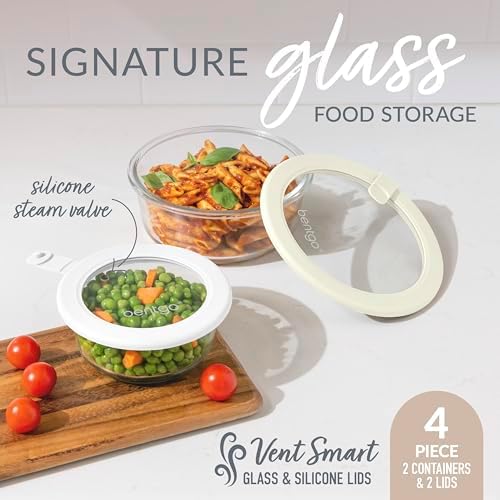 Bentgo Signature Glass Food Storage Containers with Lids, 4 Piece Set