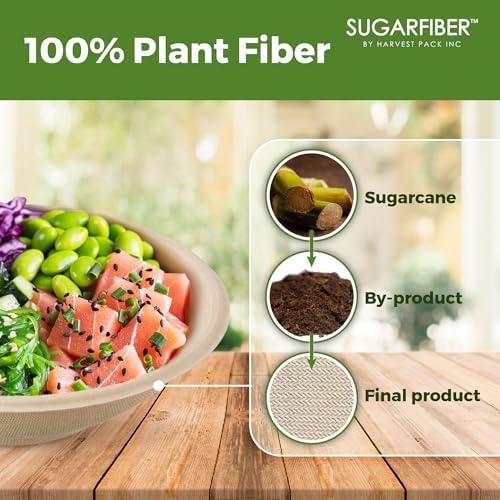 22oz Compostable Paper Bowls Disposable Round Natural Bowl with PLA coating
