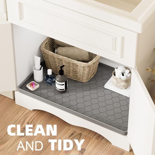 Winisok Waterproof Under Sink Mat 34" x 22", Silicone Mat, Dark Gray