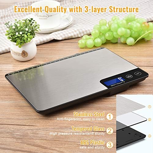 Diyife 33lb Digital Kitchen Scale with Large Weighing Area (9 in)