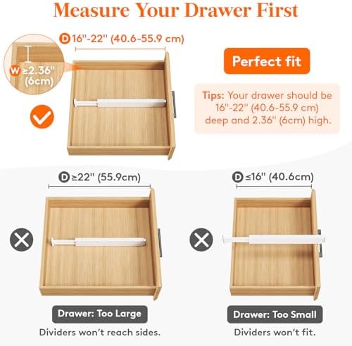 Lifewit 2.36" Upgrade Kitchen Drawer Dividers, Adjustable Drawer Organizer