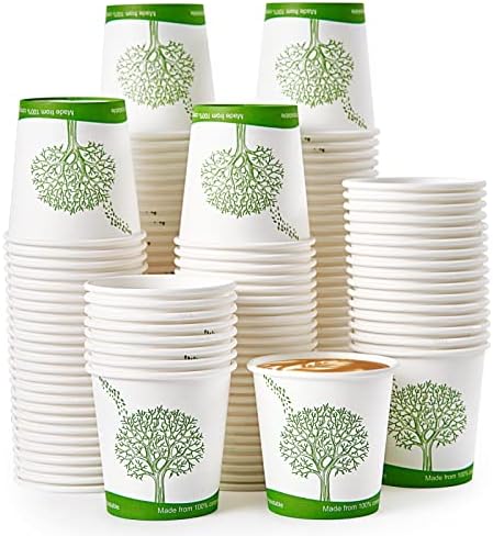 ECOLipak 500 Count 4 oz Compostable Paper Cups, Disposable Paper Coffee Cup