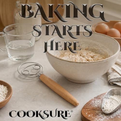 2Pcs Danish Dough Whisk & Bread Lame for Sourdough Bread – Wooden Handle Dough Whisk Mixer and Bread Scoring Tool, Artisan Sourdough Baking Tools & Bread Baking Supplies