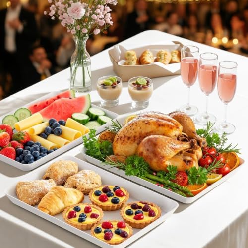 Serving Trays, Serving Platter, Plastic Trays, 8-Pack, White