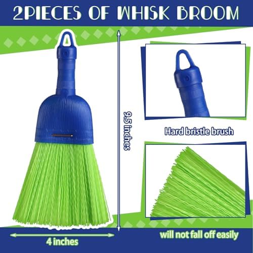 Domensi 2 Pcs Whisk Broom Poly Fiber Hand Brush with Hang Hole Car Cleaning