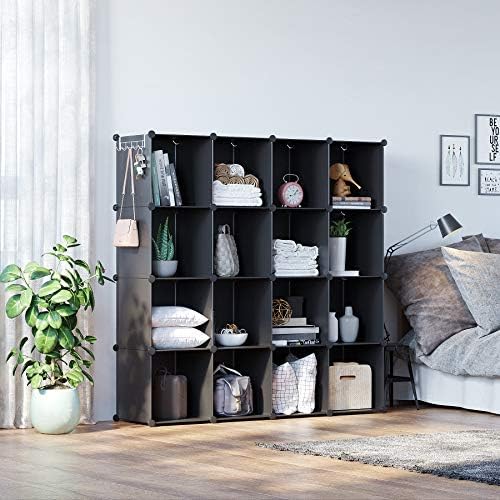 C&AHOME 16 Cube Storage Organizer Cube Shelves Units Storage Cubes, Black