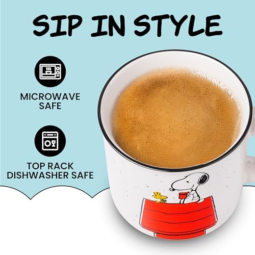 Silver Buffalo Peanuts Snoopy and Woodstock, Ceramic Camper Mug, 20oz
