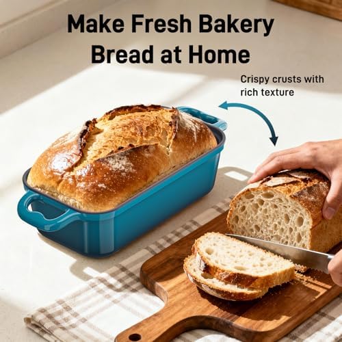 Enameled Cast Iron Sourdough Bread Dutch Oven-Emerald