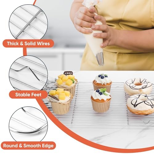Homikit Stainless Steel Cooling Racks Set for Oven Cooking Baking, 4 PCS
