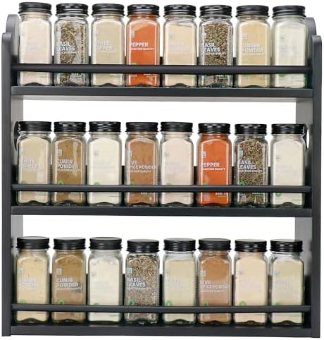 3-Tier Bamboo Spice Rack, Wall Mount & Countertop Spice Organizer