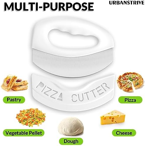 Pizza Cutter with Blade Cover Stainless Steel Upgraded Sharper Blade White