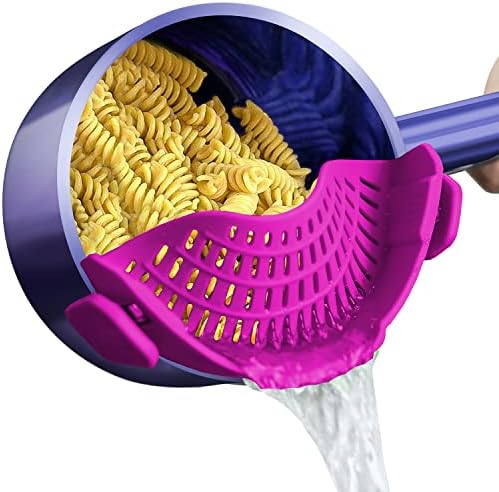 AUOON Clip On Strainer Silicone for Pots, Standard 8.86 x 3.55in, Purple