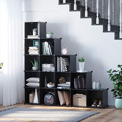 C&AHOME 16 Cube Storage Organizer Cube Shelves Units Storage Cubes, Black