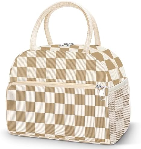 Coobiiya Lunch Bag Lunch Box for Women Men, Reusable Cute Corduroy Lunchbag - Leakproof, Insulated LunchBox Tote with Large Capacity, Dot