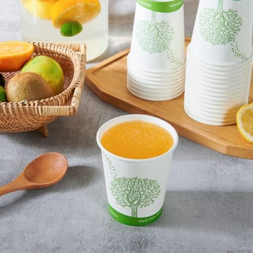 ECOLipak 300 Count 8 oz Compostable Paper Cups, Disposable Paper Coffee Cup