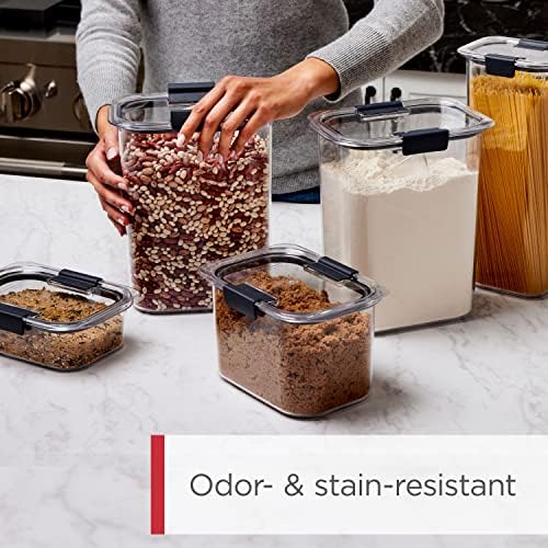 Rubbermaid Brilliance 14-Piece Food Storage Container Set with Scoops Airtight BPA-Free for Kitchen and Pantry Organization