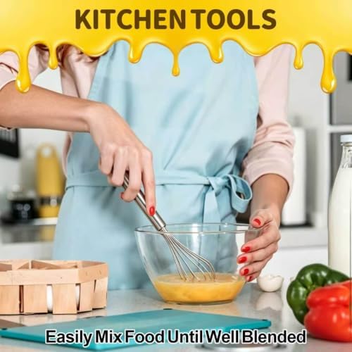Ninsula 3 Pack Stainless Steel Whisk, 8" 10" 12" Thicken Heavy Duty Whisk Set, Food Grade Kitchen Wire Whisks for Cooking, Whisking, Blending, Stirring