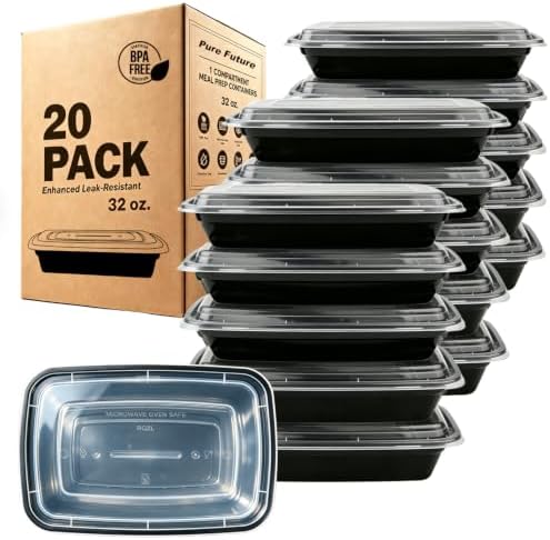 KUMD 20-Pack (40 Pieces) 32 oz Meal Prep Containers Reusable with Lids