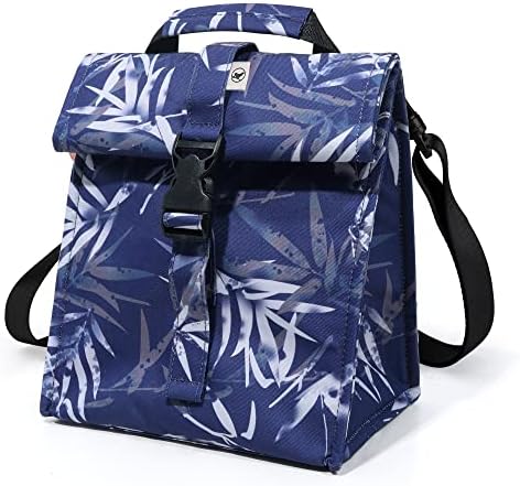 SUNNY BIRD Insulated Lunch Bag Rolltop Lunch Box (Blue Bamboo)