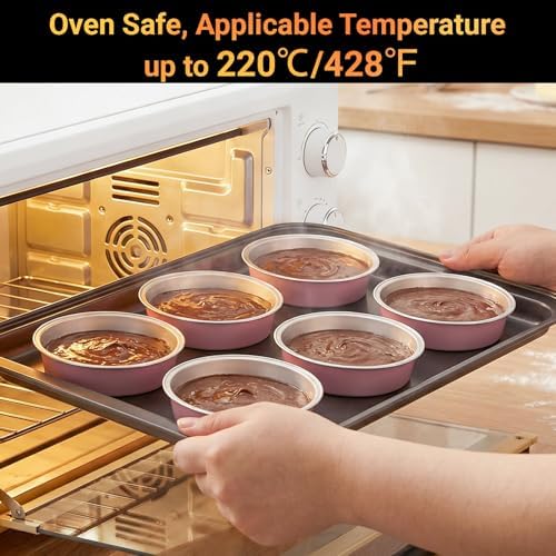 Beasea Disposable Baking Pie Cups, 100 Pack 7.3oz 215ml Aluminum Foil Ramekins Only, 4" Mini Ramekin Cups No Lids Baking Tart Tin for Party Cupcake Cheesecake Pie - Pastel Pink