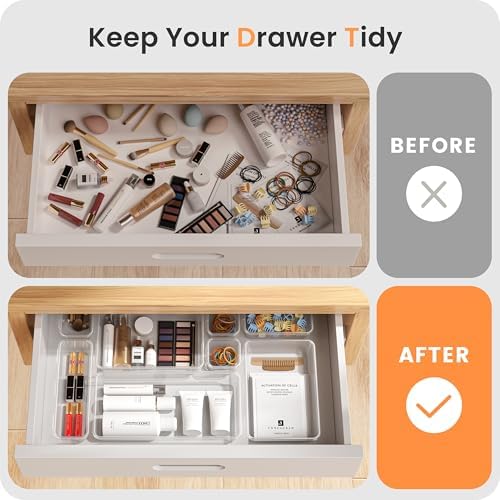 A-LuGei 【Military Grade】 Drawer Organizer for Vanity Bathroom Makeup Desk