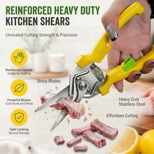 Kitchen Scissors, Stainless Steel Poultry Shears, Sharp Heavy Duty Scissors