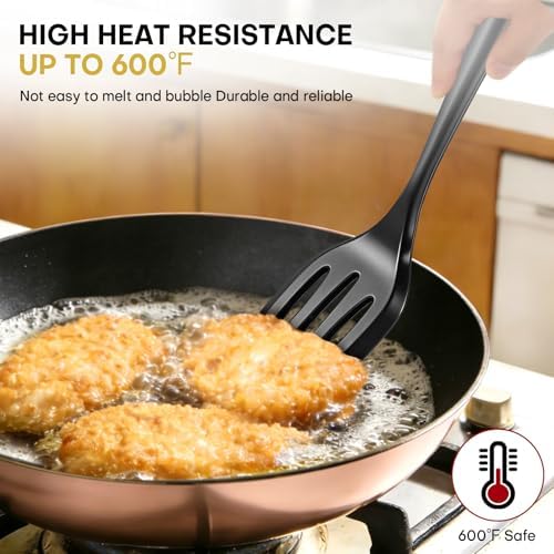 3 Pieces Spatula, Pacifier-Grade Silicone Spatulas Set Heat Resistant 600℉ for Food Safety, Premium Non-Stick Silicone Solid Turner BPA Free for Cooking, Enhances Cooking Comfort